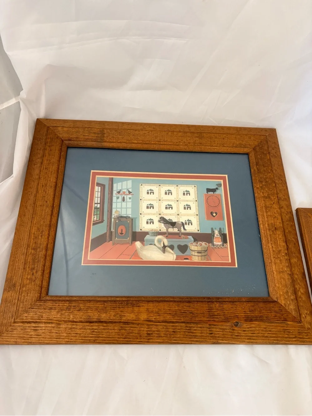 Vintage Pat Pearson Prints Americana Folk Art Framed 13.5” by 11”